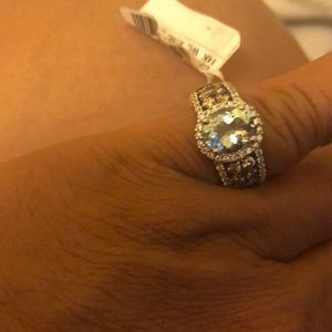 Aqua and chocolate diamond 14ct ring